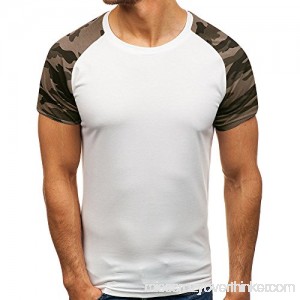 Casual T Shirt Men Donci 2019 Summer Popular Style Slim Fit Comfort Tops Round Collar Camouflage Shoulder Sports Casual Tees White B07Q3G2MFJ